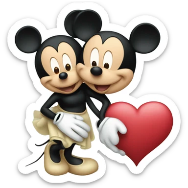 Mickey Mouse and Minnie Mouse in love  sticker