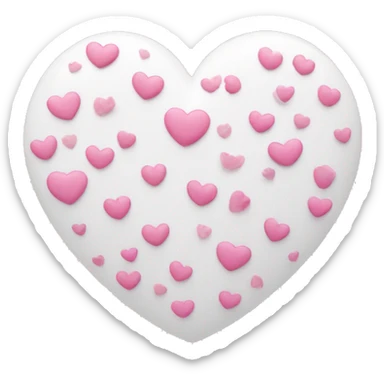 White heart with little pink hearts around sticker