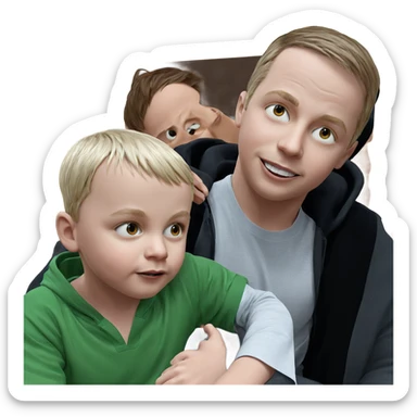 two boys with masks sticker