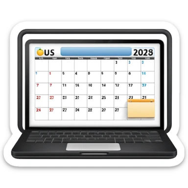 calendar page with a laptop inside sticker