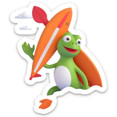 Pepe prie jūros 3D baltu fonu sticker