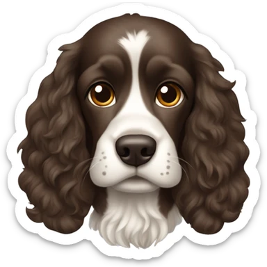 A solid dark brown cocker spaniel with a little mohawk sticker