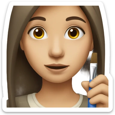 Brunette white girl painting sticker