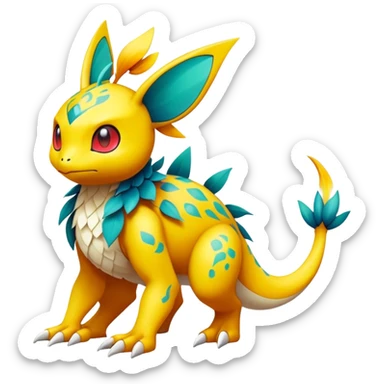 exotic fantasy-creature-Fakémon-Pokémon, full body, with random markings sticker