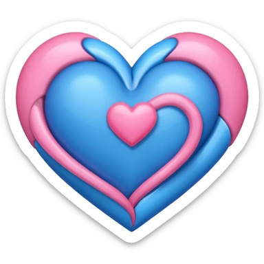 A blue heart and pink heart mixed together  sticker