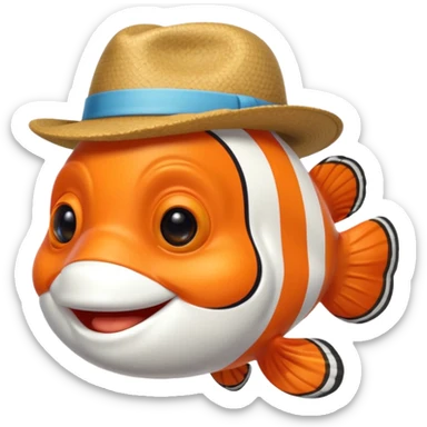Clownfish with a fedora, smiling sticker