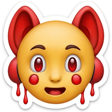 an emoji with bleeding ears sticker