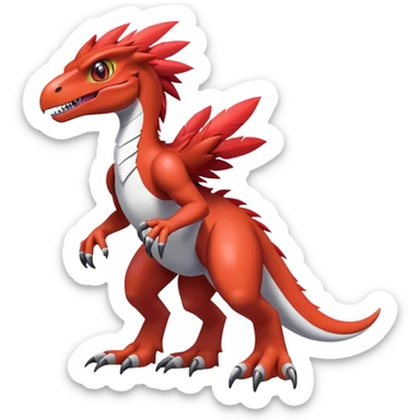 Furry feather-mane Cool shiny Digimon-Fakemon-Guilmon-Velociraptor full body   sticker