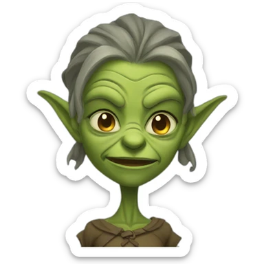 female goblin wrinkles evil sticker