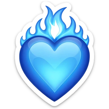 blue heart with blue flames sticker