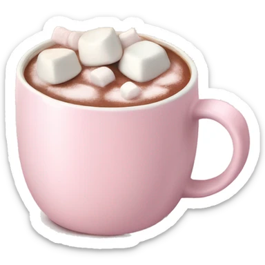 Light Pink mug of hot chocolate with marshmallows  sticker