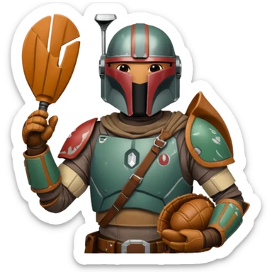 Mandalorian with a Catcher's mitt sticker