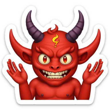 A demon with 2 hands one hand has a 9 on top and the other hand has a 9 on top  sticker