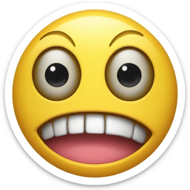 yellow emoji with wide eyes and a tongue hanging out  sticker