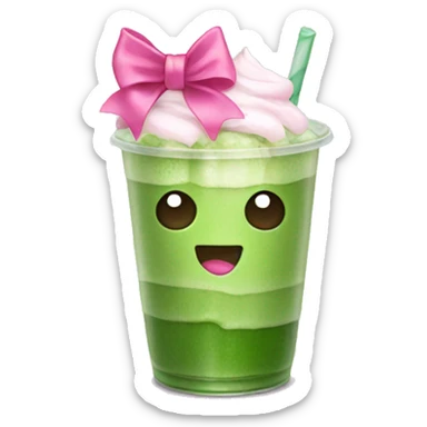 Iced matcha with pink bow sticker