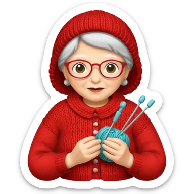 knitting grandma red sticker