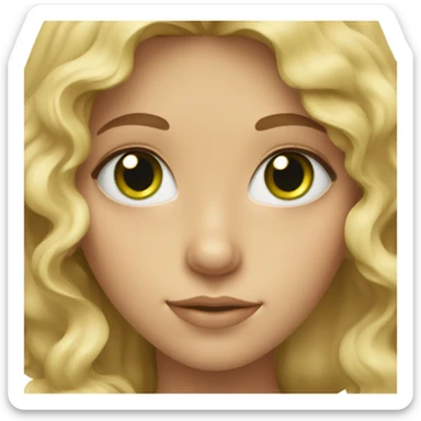 Blonde girl with wavy hair and green eyes sticker