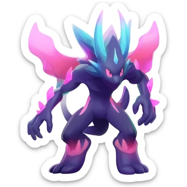 Epic divine Dark vibrant pastel bright neon colorful edgy exotic painted Fakémon-Pokémon-Vernid-Eeveelution-creature sticker