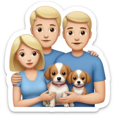 Maman papa avec son bébé chien sticker