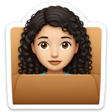 A **simple emoji-style icon** of a **black transparent plastic folder**, sleek and minimal, with **rounded corners**, subtle translucency, soft shading, and a **small logo of a canela-skinned latina with curly black hair** on the front.
 sticker
