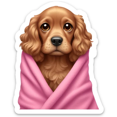 Cocker spaniel in a pink blanket sticker