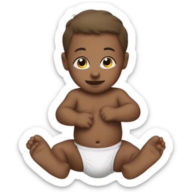 Baby wearing a diaper sticker