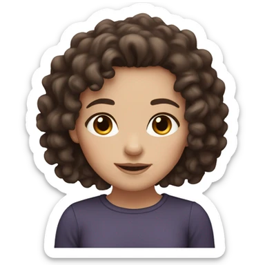 white girl  with dark brown curly hair and dark brown eyes  sticker