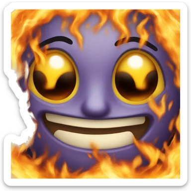 an excited face with fire eyes sticker