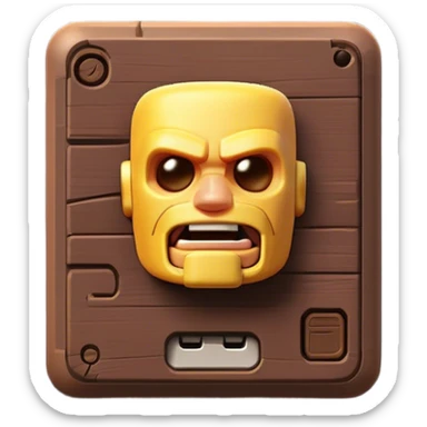 Clash of Clans aesthetic: Cinematic Playful PlayStation Memory Card Portrait Emoji, rendered in a 3D vector-style similar to standard emojis with minimal shading and bold, simplified shapes. A compact, distinct form with signature details, softly glowing with a cutting-edge console technology charm. Simplified yet unmistakably iconic, highly detailed and consistent, glowing with a soft radiance and high shine. Stylized with a touch of technological advancement and a soft glowing outline, capturing the essence of a beloved gaming relic with a friendly, playful manner! sticker