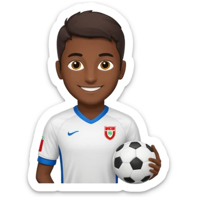 Persian soccer player in full soccer team kit without soccer ball sticker