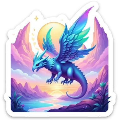 Epic divine legendary complex detailed iridescent gradients aesthetic-scenery-Fakémon-creature sticker