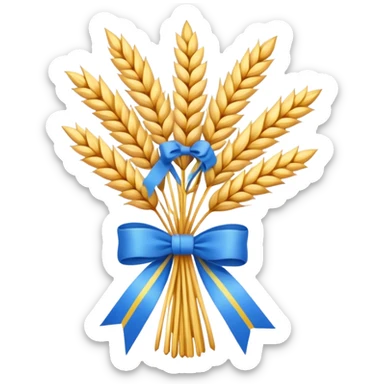 Emoji of a wheat sheaf tied with a ribbon, Ukrainian Christmas symbol, flat emoji style sticker