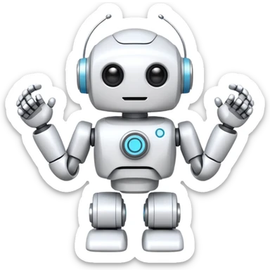 robot cartoon simple kid toy white innocent funny gudget chatGPT friendly round adorable musical sticker