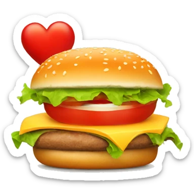 tomato and cheese burger with heart sticker