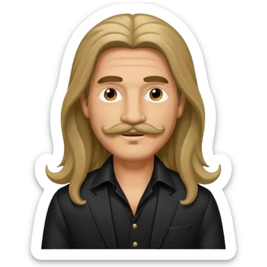long haired man with mustache with night club outfits sticker