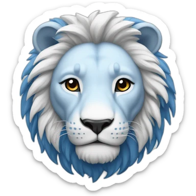blue and white lion sticker