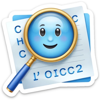  lente di ingrandimento foglio con scritte a risposte multiple blu sticker