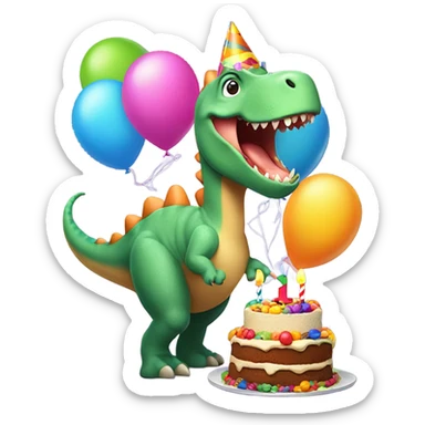 Happy dinosaur saying happy birthday sticker
