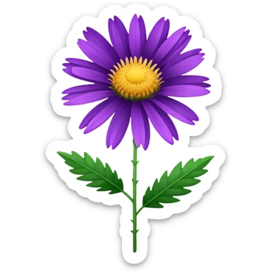single Aster, straight stem sticker