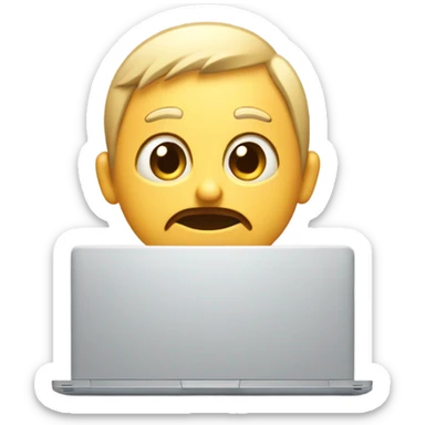 laptop with embarrassed face sticker