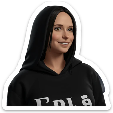 smiling girl in hoodie sticker