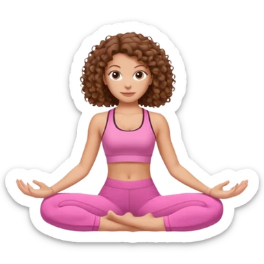 White girl with brown curly hair pilates pink sticker