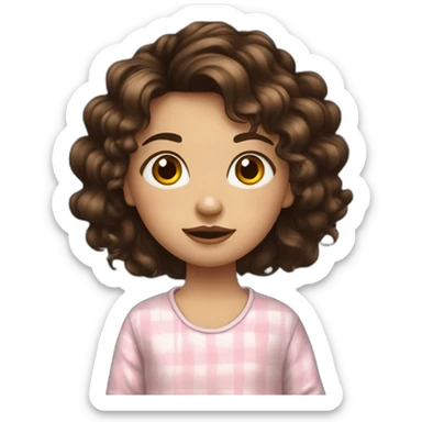 fille en pyjama, peau noir yeux noisette cheveux noir sticker