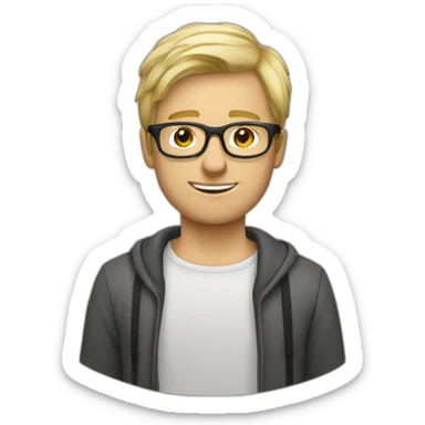 german guy unshaved short blond hair wearing glasses sticker