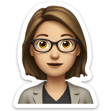 white female teacher with short brown hair and books sticker