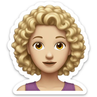 White girl with dirty blond curly hair sticker