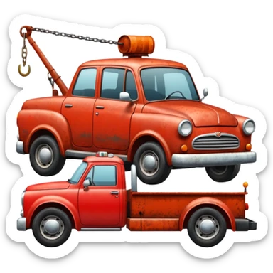 A car towed by a towing truck  sticker