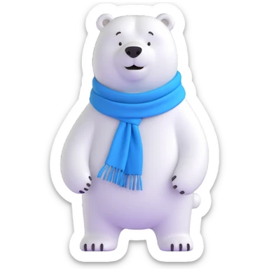icebear with a blue scarf, clean and friendly sticker