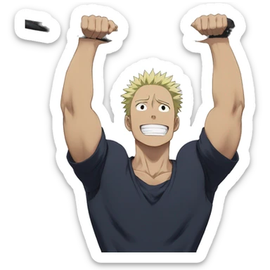 toji from jujutsu kaisen doing pull ups sticker