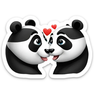 panda kissing panda  sticker